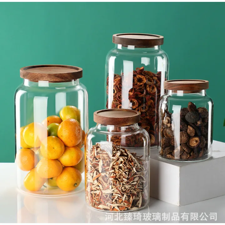 Acacia Lid Sealed Glass Jar Family catalog product image for wholesale review