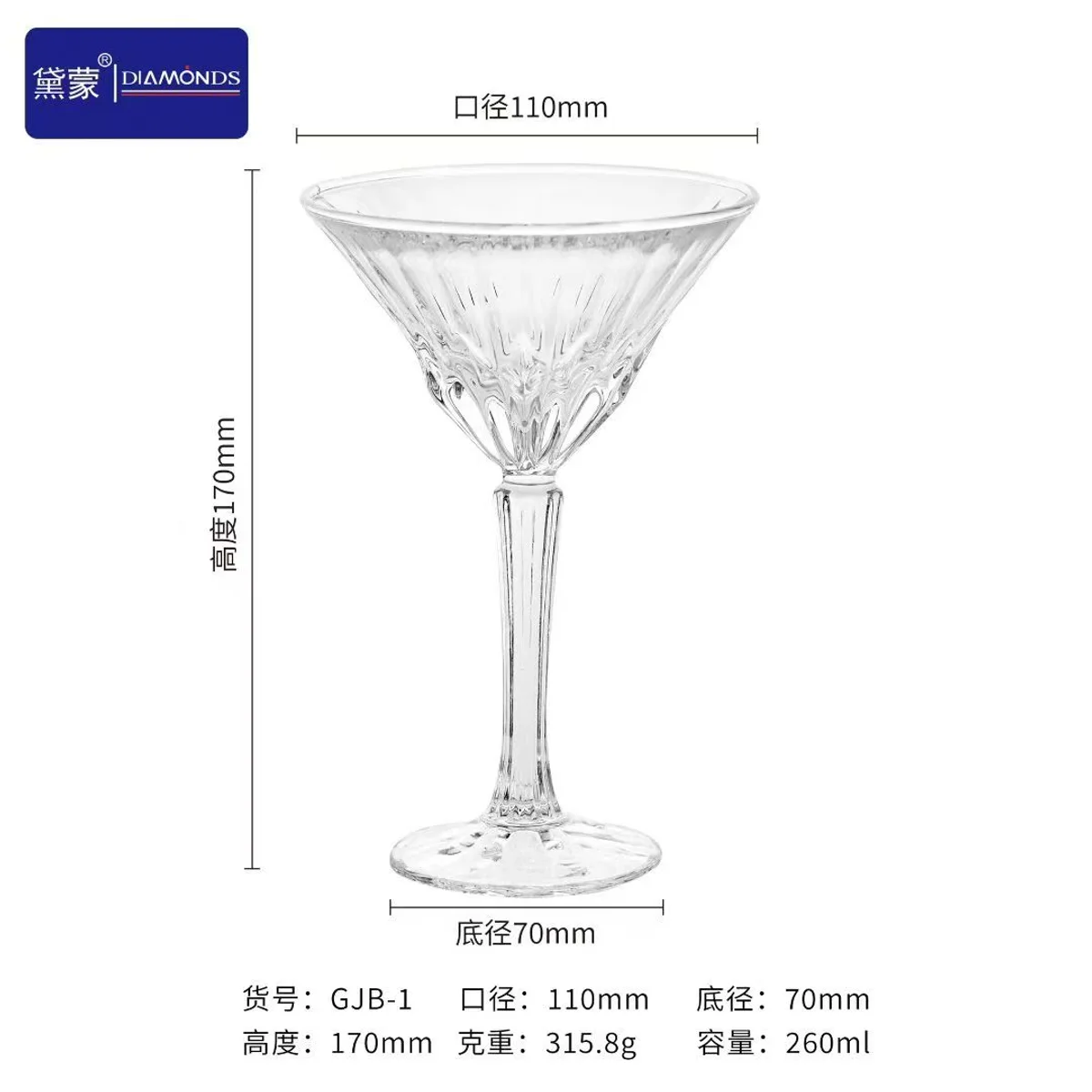 Clear Stemmed Dessert Glass, model GJB-1, selected for Middle East buyer review