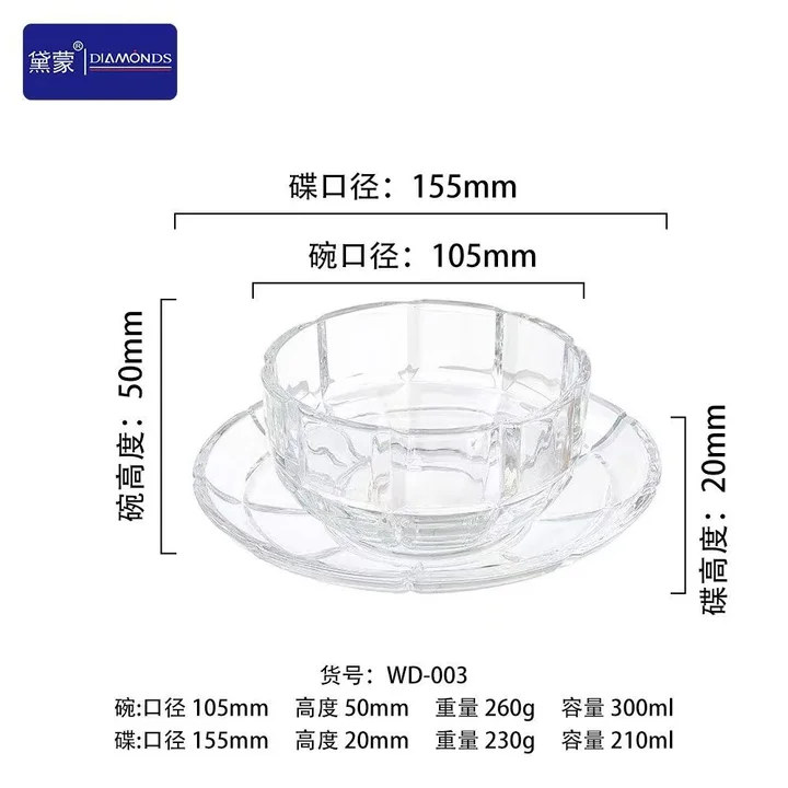Clear Tea Bowl and Saucer Set catalog product image for wholesale review