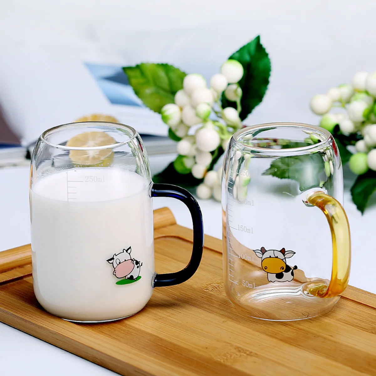 Colored Handle Milk Glass, catalog model DB0009
