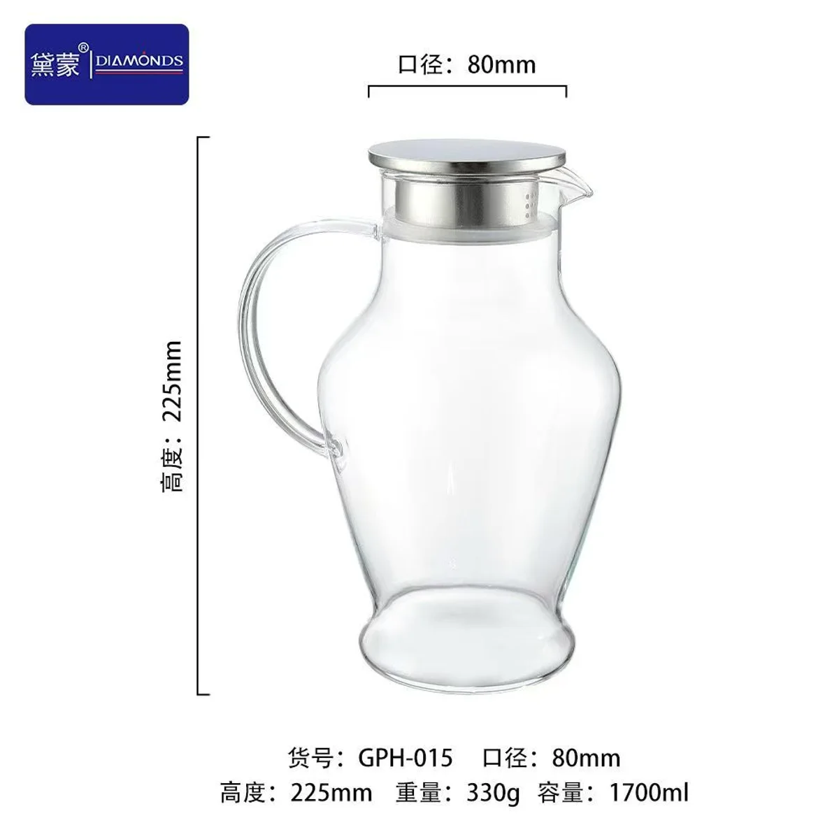 Glass Water Pitcher, model GPH-015, selected for Middle East buyer review