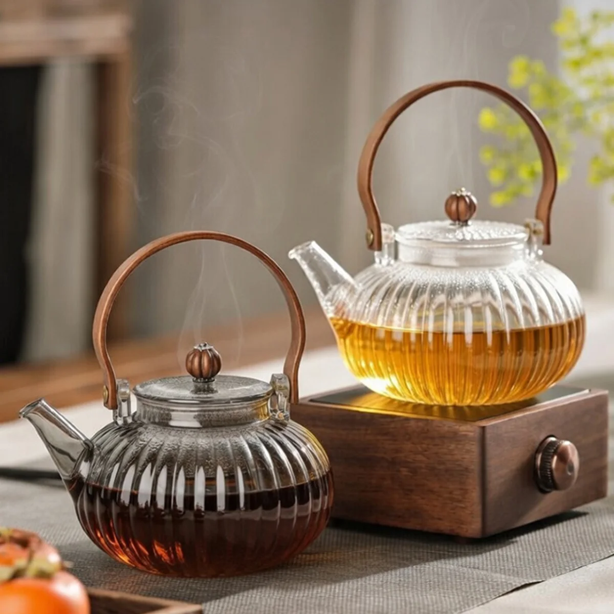 Pumpkin-Shaped Glass Kettle, catalog model SH1028
