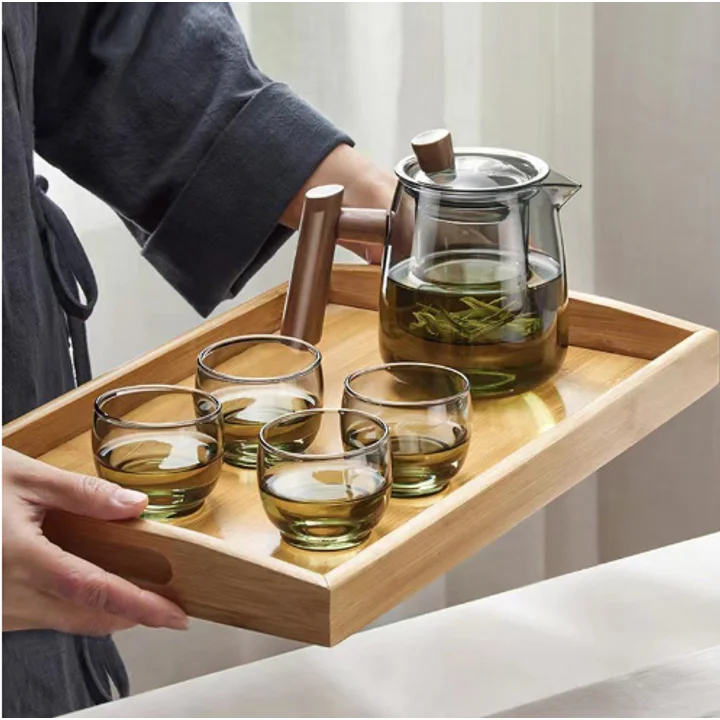 Smoke Gray and Clear Glass Teapot Gift Set catalog product image for wholesale review