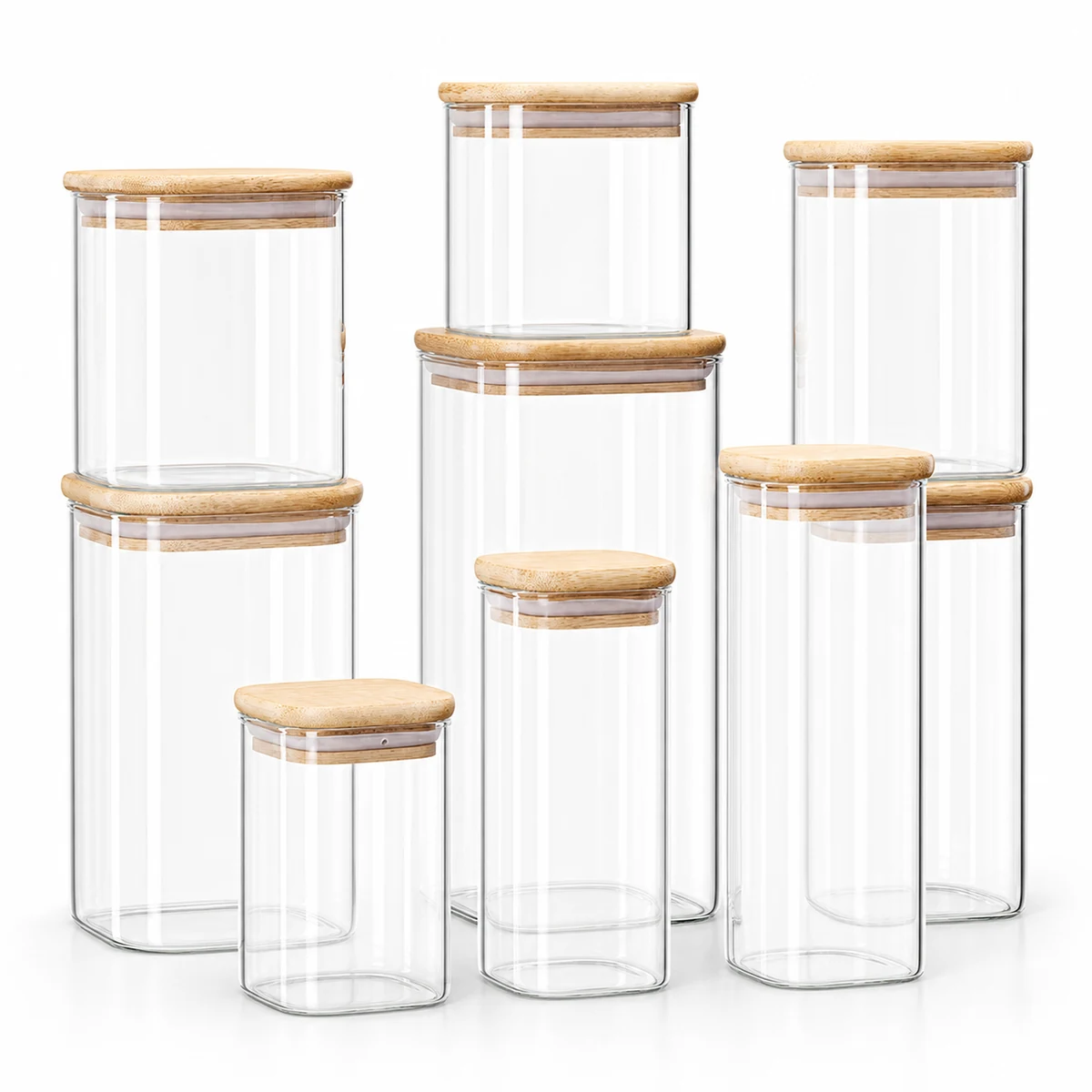Square Glass Storage Jar 200-1500ml for OEM wholesale glassware projects