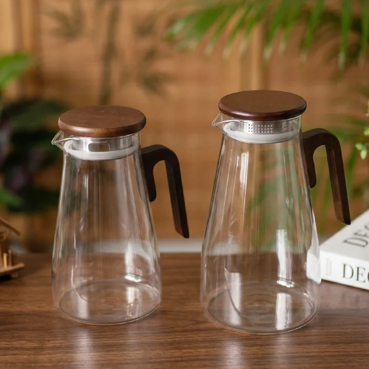 Wood Handle Glass Water Pitcher catalog product image for wholesale review